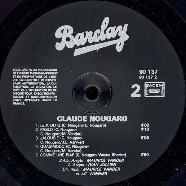 Claude Nougaro : Plume D'Ange (LP, Album, RE)