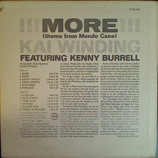 Kai Winding Featuring Kenny Burrell : !!! More !!! (Theme From Mondo Cane) (LP, Album, Mono)