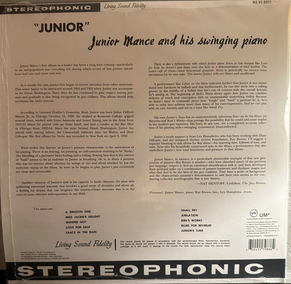Junior Mance : Junior (LP, Album, RE, 180)