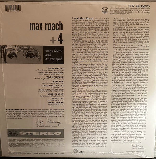 Max Roach + 4*, Abbey Lincoln : Moon Faced And Starry Eyed (LP, Album, RE, 180)