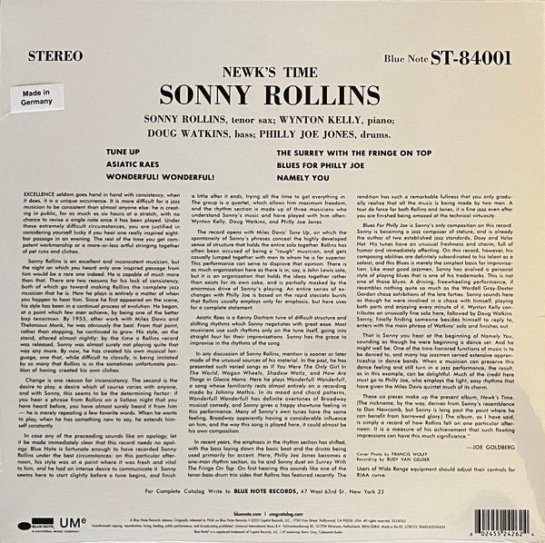 Sonny Rollins : Newk's Time (LP, Album, RE, 180)
