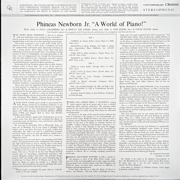 Phineas Newborn Jr. : A World Of Piano! (LP, Album, RE, 180)
