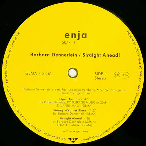 Barbara Dennerlein : Straight Ahead! (LP, Album)