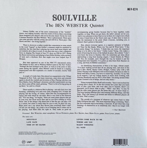 The Ben Webster Quintet ~ Soulville (Vinyl) - Djungel & Jazz