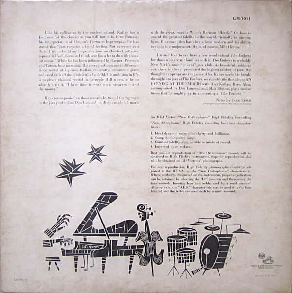 Alex Kallao Trio : An Evening At The Embers (LP, Album, Mono)
