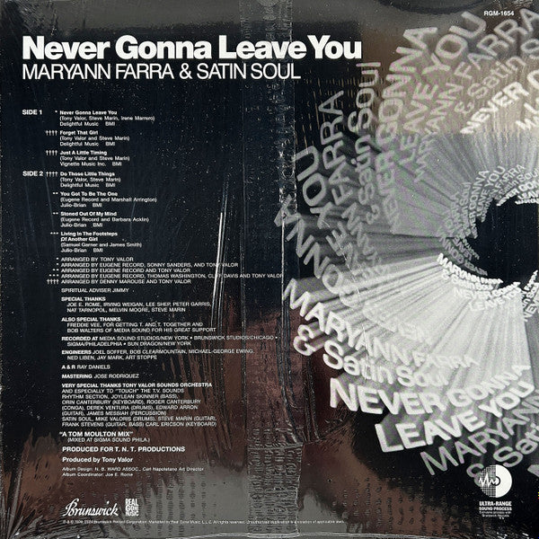 Maryann Farra & Satin Soul : Never Gonna Leave You (LP, Album, Ltd, RE, OG )