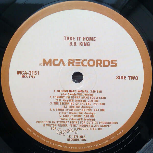 B.B. King : Take It Home (LP, Album, Glo)