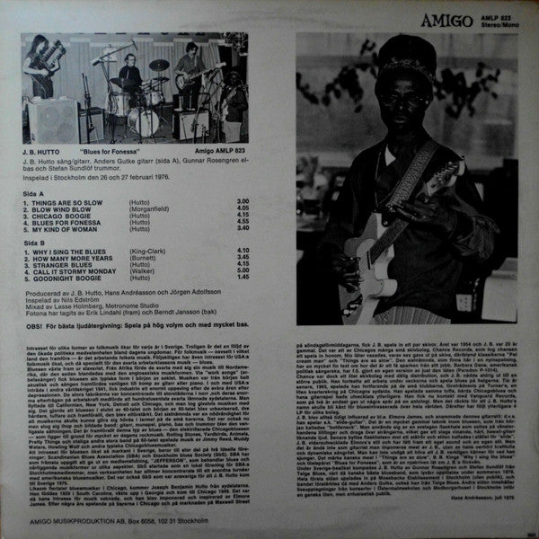 J.B. Hutto : Blues For Fonessa (LP, Album, Mono)