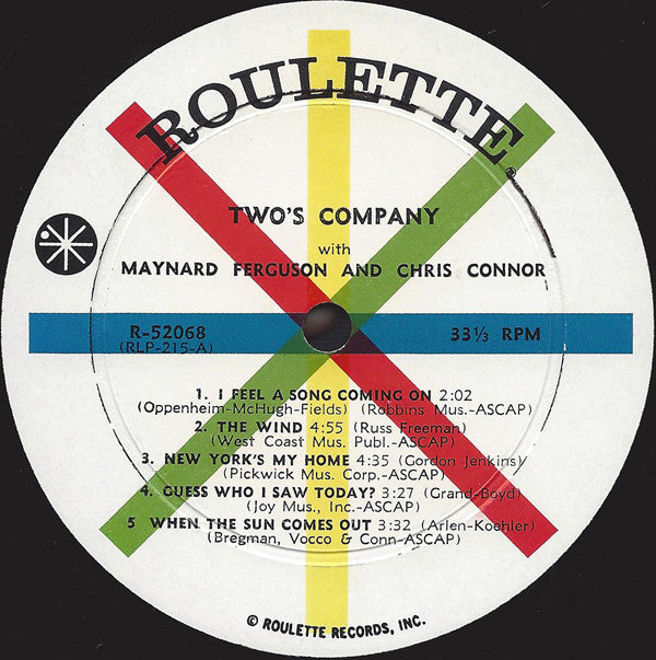 Maynard Ferguson And Chris Connor : Two's Company (LP, Album, Mono)
