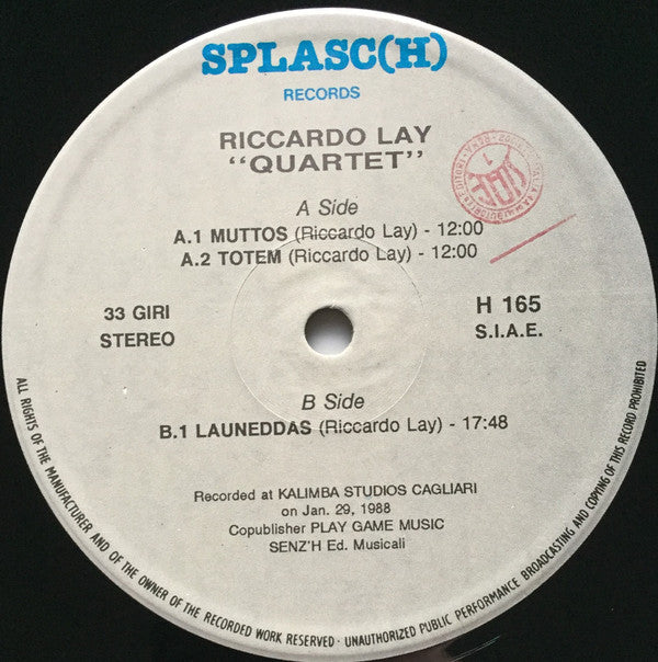 Riccardo Lay Quartet : Totem (LP, Album)