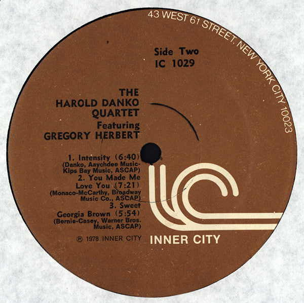 The Harold Danko Quartet* Featuring Gregory Herbert : The Harold Danko Quartet Featuring Gregory Herbert (LP, Album)