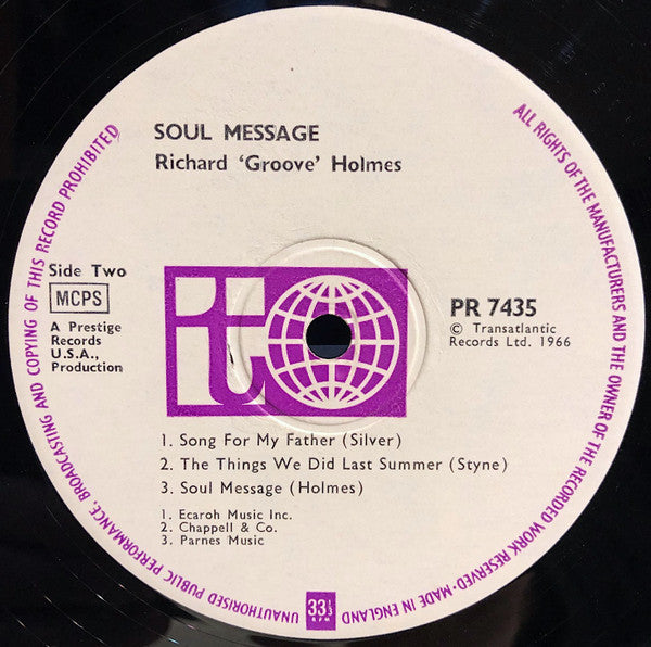 Richard "Groove" Holmes : Soul Message (LP, Album)