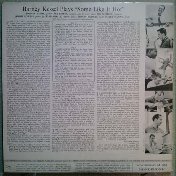 Barney Kessel : Some Like It Hot (LP, Album, Mono)