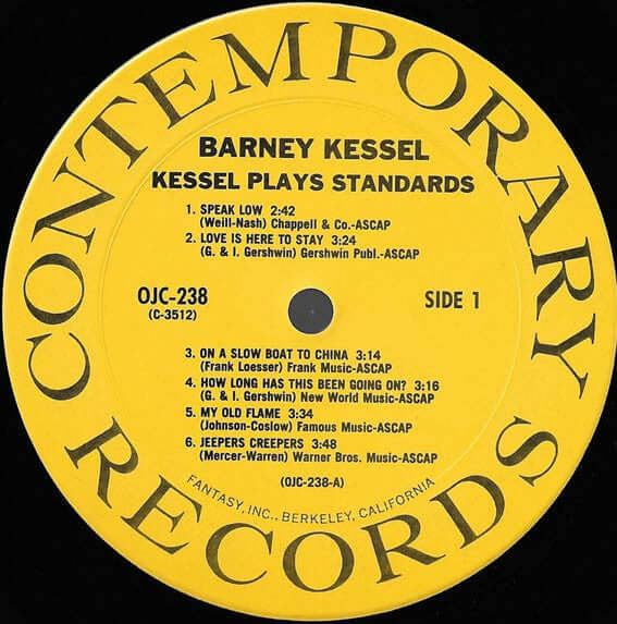 Barney Kessel : Kessel Plays Standards (LP, Album, RE)