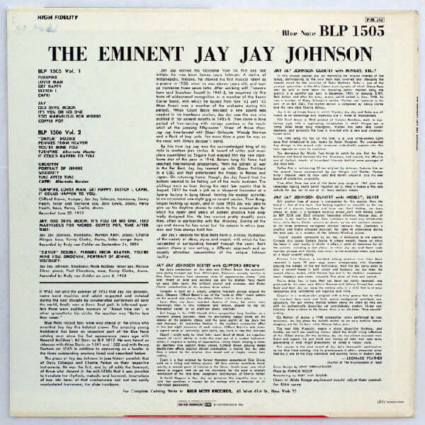 J.J. Johnson : The Eminent Jay Jay Johnson Volume 1 (LP, Comp, Mono, RE)