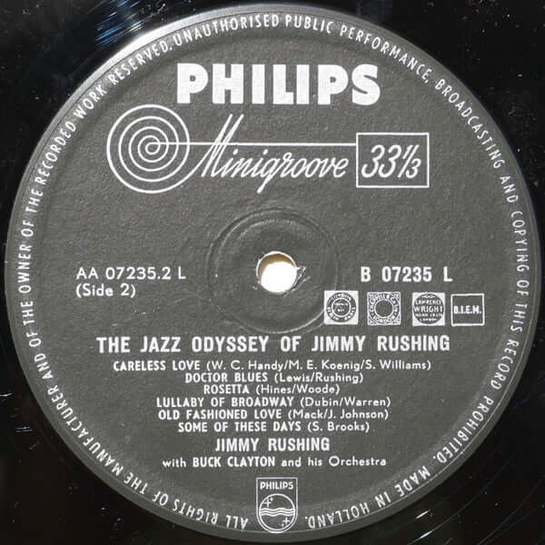 Jimmy Rushing With Buck Clayton And His Orchestra : The Jazz Odyssey Of Jimmy Rushing (LP, Album)