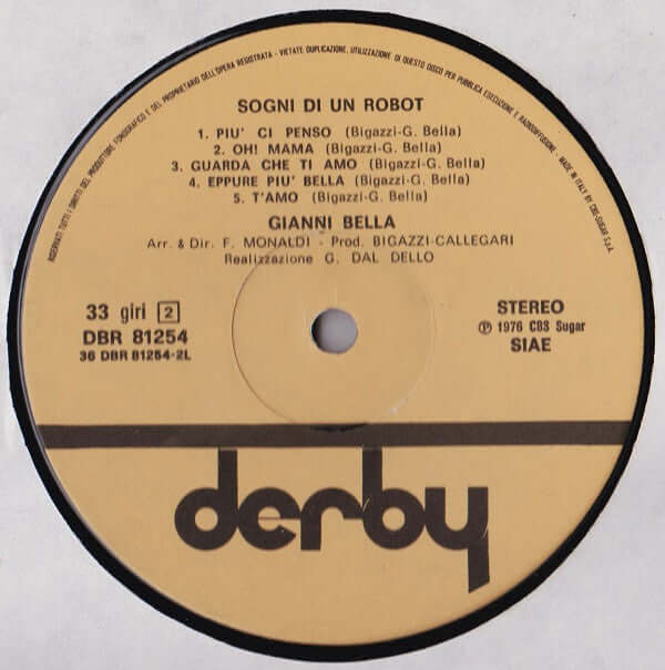 Gianni Bella : Sogni Di Un Robot (LP, Album, Gat)