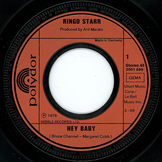Ringo Starr : Hey Baby / Lady Gaye (7", Single)