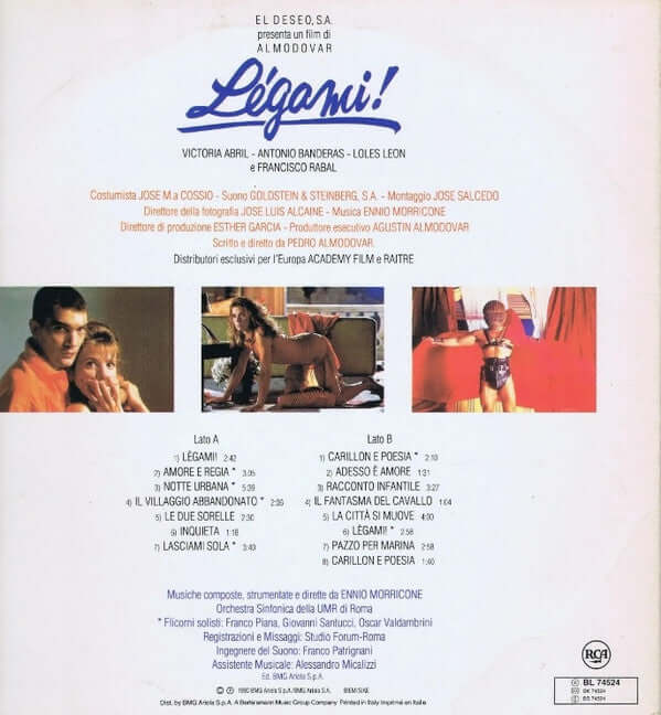 Ennio Morricone : Lègami! (Colonna Musicale Del Film Omonimo) (LP, Album)