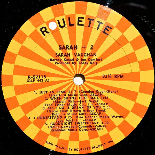 Sarah Vaughan - Barney Kessel - Joe Comfort : Sarah + 2 (LP)