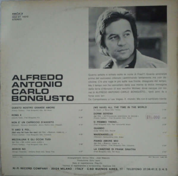 Fred Bongusto : Alfredo Antonio Carlo Bongusto (LP, Album)