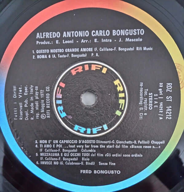 Fred Bongusto : Alfredo Antonio Carlo Bongusto (LP, Album)