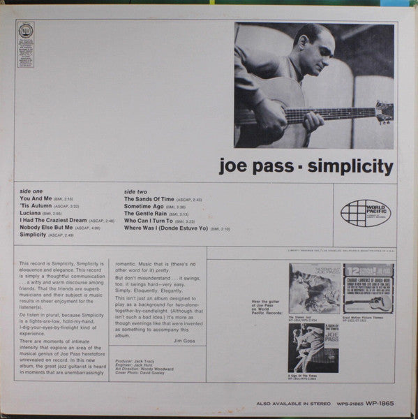 Joe Pass : Simplicity (LP, Album, Mono)