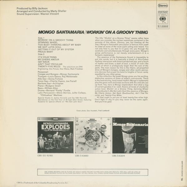 Mongo Santamaria : Workin' On A Groovy Thing (LP, Album)