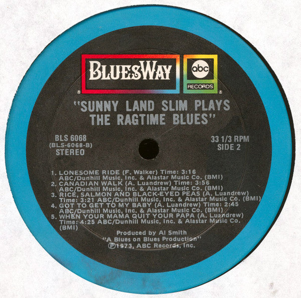 Sunnyland Slim : Plays The Rag Time Blues (LP)