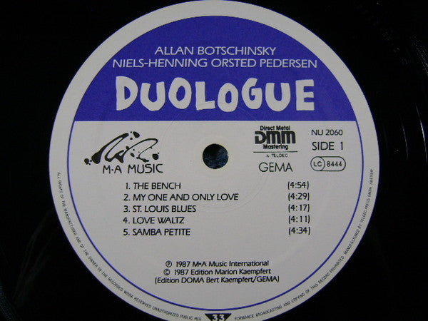 Allan Botschinsky - Niels Henning Ørsted Pedersen* : Duologue (LP, Album)