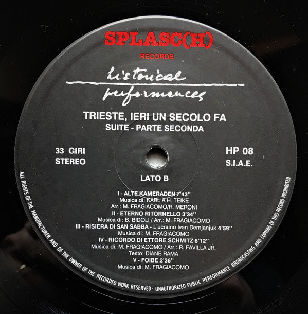 Mario Fragiacomo : Trieste, Ieri Un Secolo Fa (LP, Album)