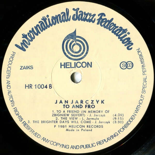 Jan Jarczyk : To And Fro (LP, Album)