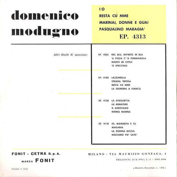 Domenico Modugno : Io (7", EP)