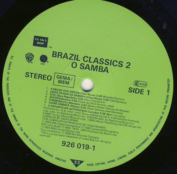 Various - Brazil Classics 2: O Samba (Vinyl, LP, Compilation)