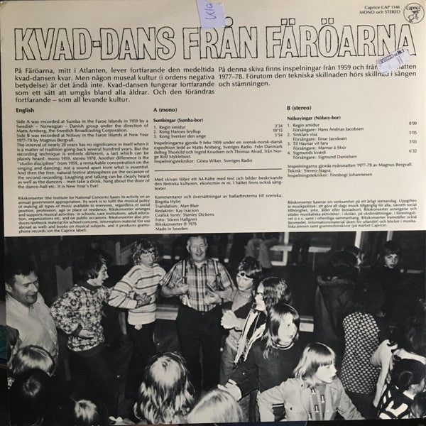 Various : Kvad-dans Från Färöarna (LP, Mono)