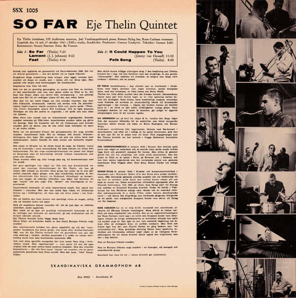 Eje Thelins Kvintett : So Far (LP, Album)