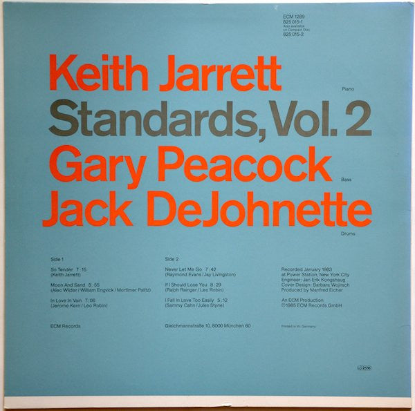 Keith Jarrett, Gary Peacock, Jack DeJohnette : Standards, Vol. 2 (LP, Album)