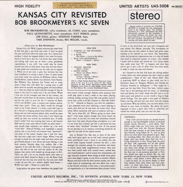 Bob Brookmeyer : Kansas City Revisited (LP, Album, RE)
