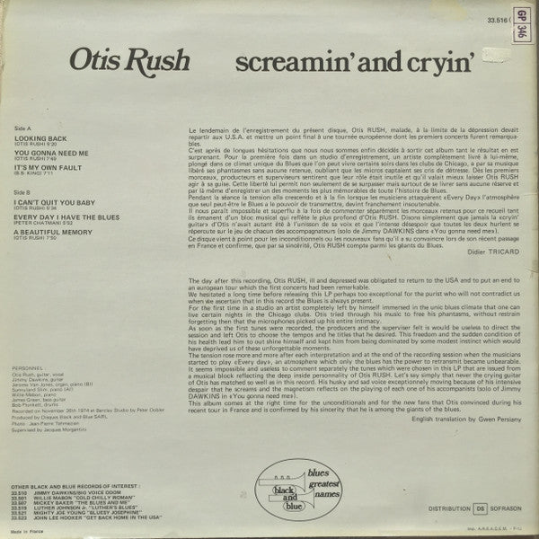 Otis Rush : Screamin' And Cryin' (LP, Album)