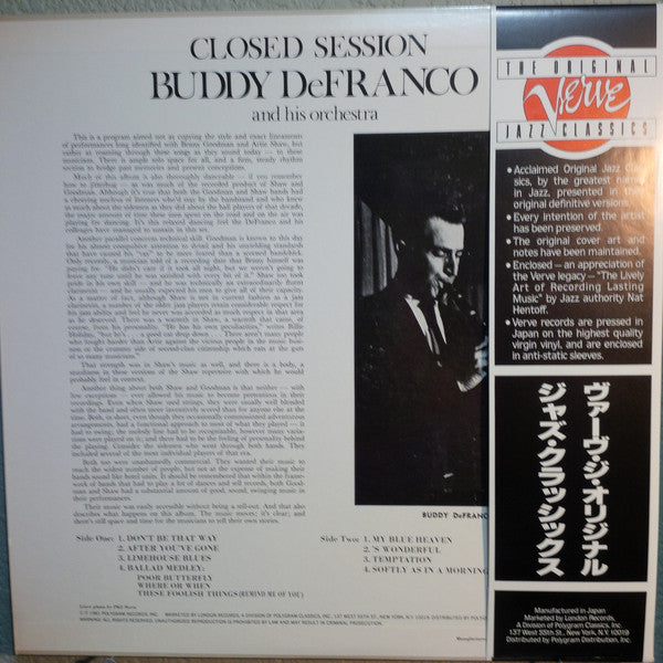 Buddy DeFranco And His Orchestra : Closed Session (LP, Album, RE)