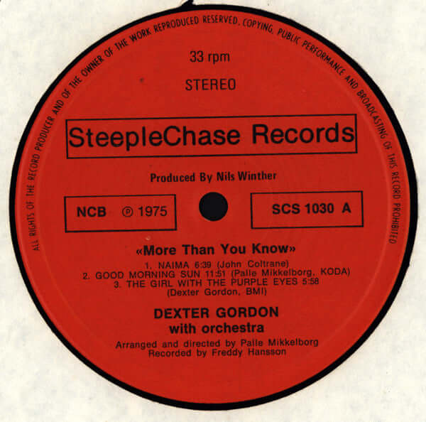 Dexter Gordon & Orchestra : More Than You Know (LP)