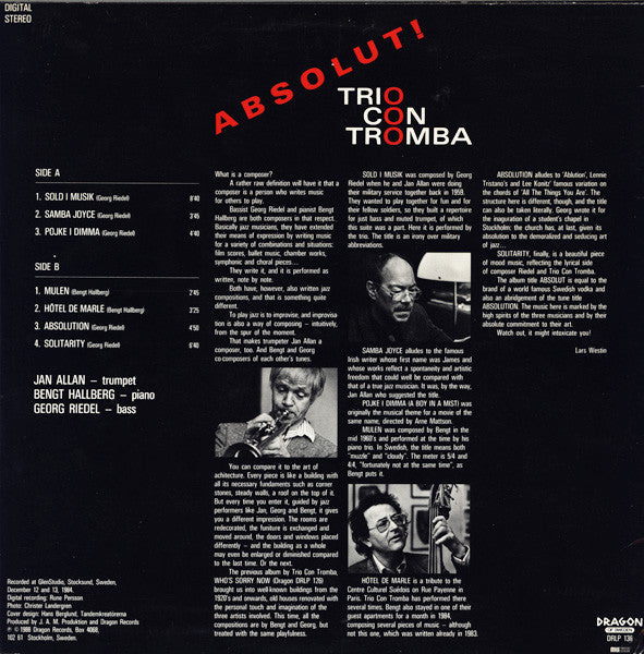 Trio Con Tromba : Absolut! (LP, Album)