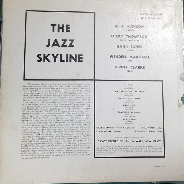 Milt Jackson : The Jazz Skyline (LP, Album, Mono, Dee)