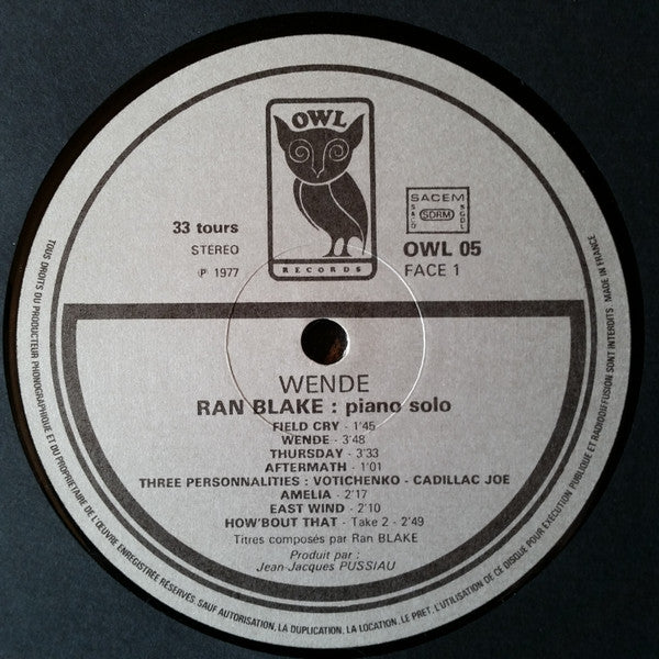 Ran Blake : Wende (LP, Album)
