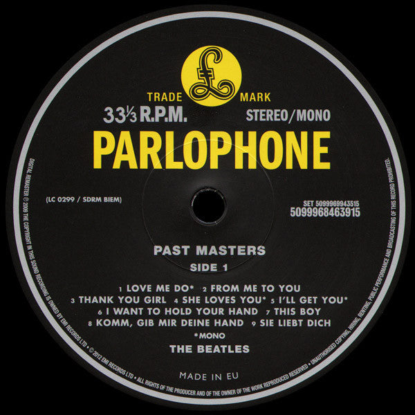 The Beatles : Past Masters (2xLP, Comp, Mono, RE, RM, 180)