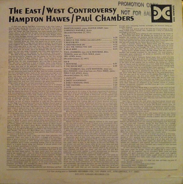 Hampton Hawes / Paul Chambers (3) : The East/West Controversy (LP, Album)