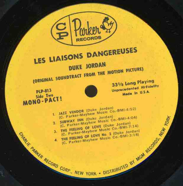 Duke Jordan : Les Liaisons Dangereuses (LP, Album, Mono)