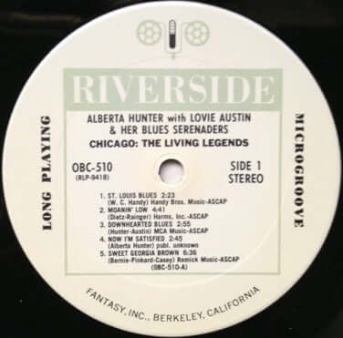 Alberta Hunter With Lovie Austin's Blues Serenaders : Chicago - The Living Legends (LP, Album, RE)