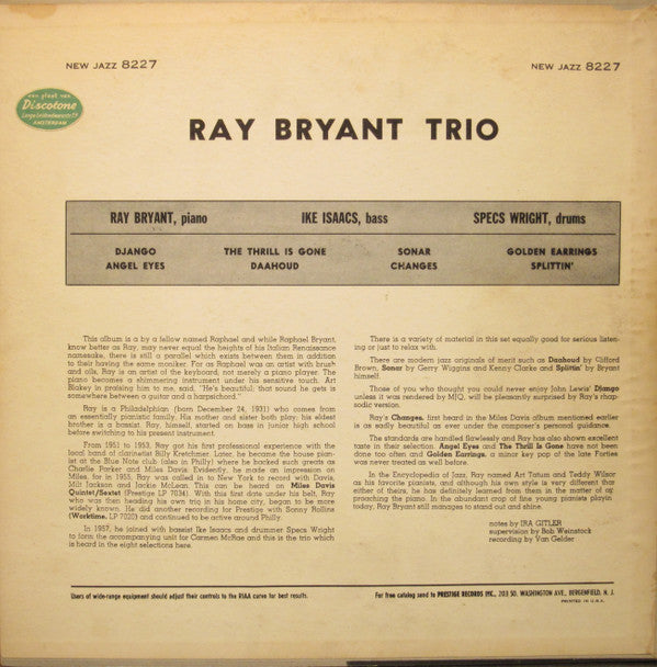 Ray Bryant Trio : Piano Piano Piano Piano... (LP, Album, Mono, RE, Dee)