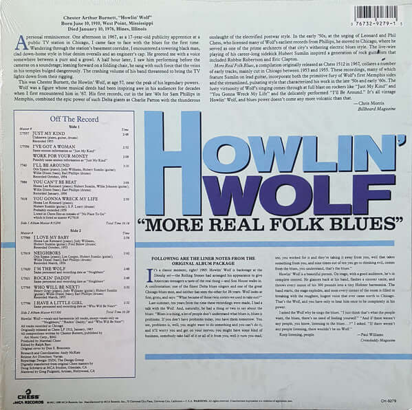 Howlin' Wolf : More Real Folk Blues (LP, Album, RE, Glo)